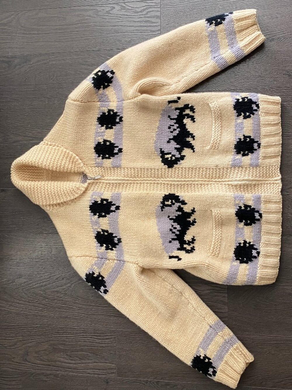VINTAGE BUFFALO PATTERN COWICHAN PATTERN PREOWNED SIZE L-XL